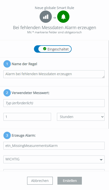 On missing measurements create alarm