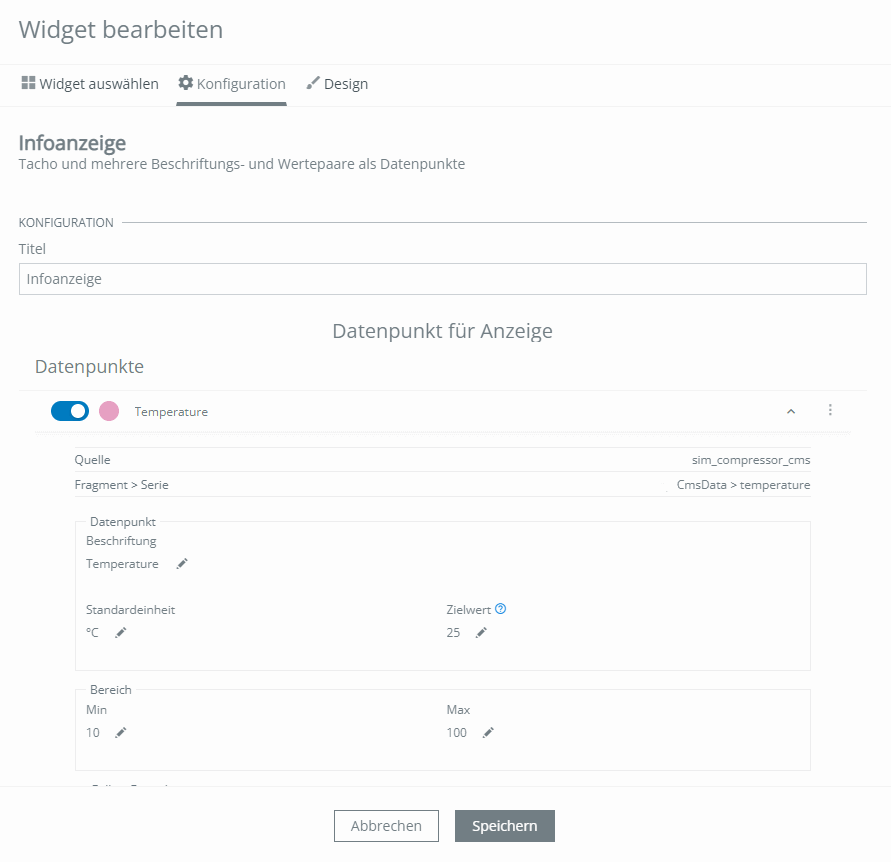 Info gauge widget data point gauge