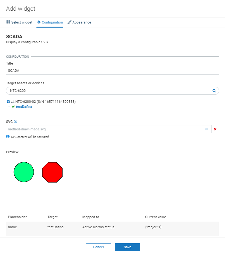 Adding the SCADA Widget